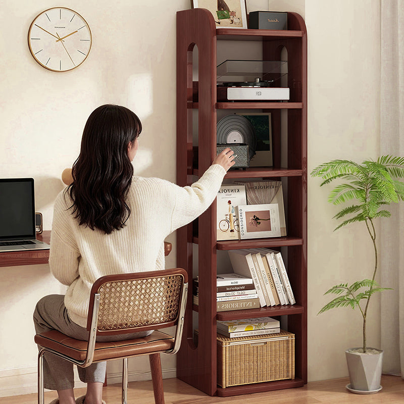 Moderner minimalistischer rechteckiger Aufbewahrungsregal aus Massivholz mit 6-stufigem Design für Wohnzimmer und Homeoffice 