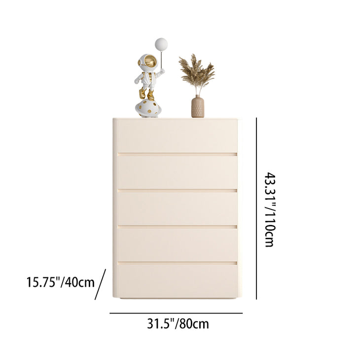 Armoire de rangement en contreplaqué et bois massif au design minimaliste moderne, rectangle arrondi, avec 5 tiroirs pour le salon et la chambre 