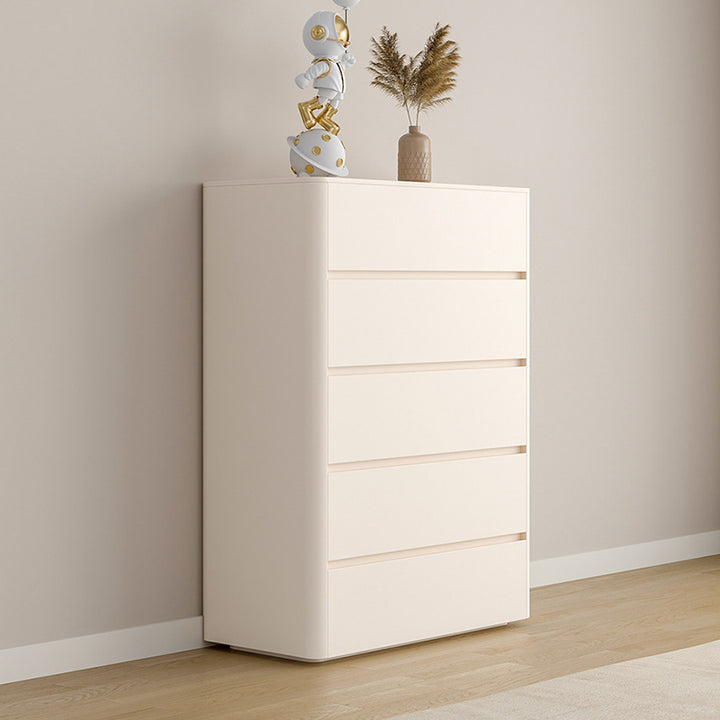 Armoire de rangement en contreplaqué et bois massif au design minimaliste moderne, rectangle arrondi, avec 5 tiroirs pour le salon et la chambre 