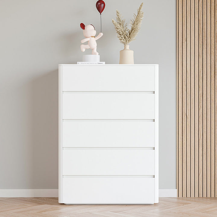 Armoire de rangement en contreplaqué et bois massif au design minimaliste moderne, rectangle arrondi, avec 5 tiroirs pour le salon et la chambre 