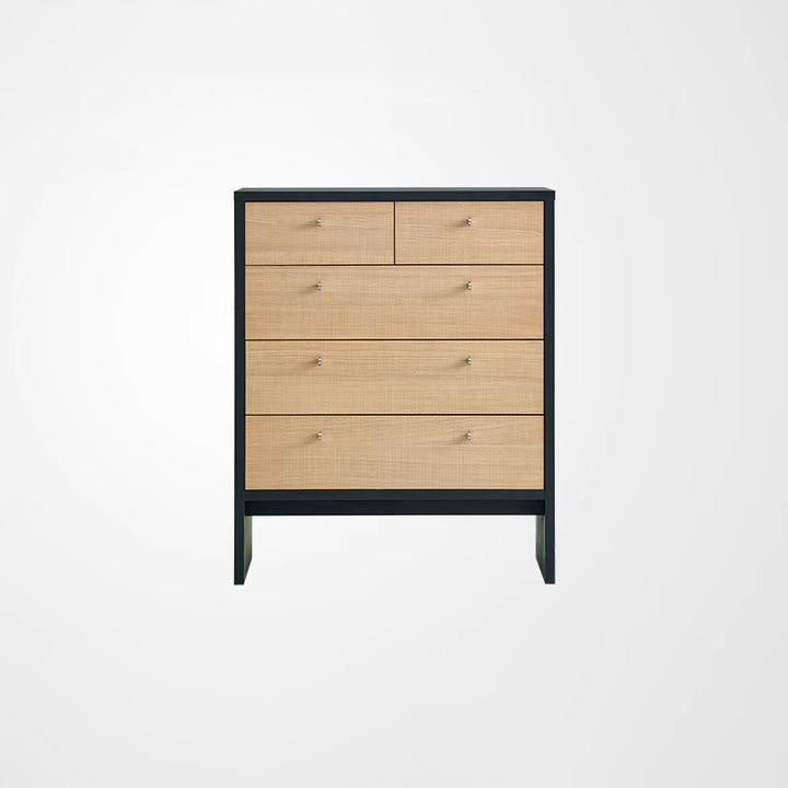 Buffet de rangement contemporain nordique rectangulaire en bois d’ingénierie à 5 tiroirs pour salon 