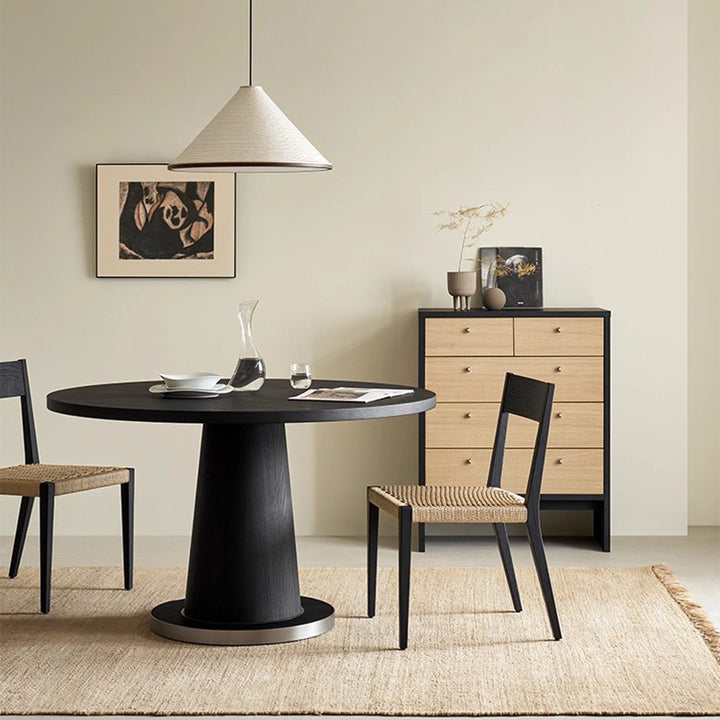 Buffet de rangement contemporain nordique rectangulaire en bois d’ingénierie à 5 tiroirs pour salon 