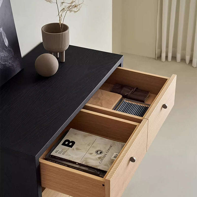 Buffet de rangement contemporain nordique rectangulaire en bois d’ingénierie à 5 tiroirs pour salon 