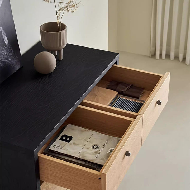 Buffet de rangement contemporain nordique rectangulaire en bois d’ingénierie à 5 tiroirs pour salon 