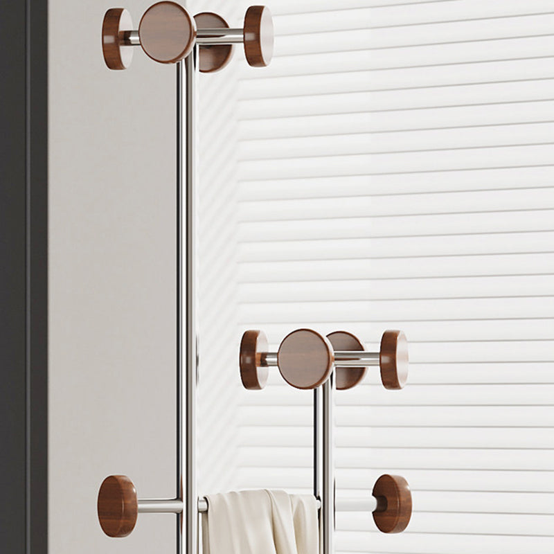 Arbre d’entrée autoportant en forme de U, contemporain et créatif, en bois massif, béton et acier inoxydable, avec plusieurs crochets pour chambre à coucher 