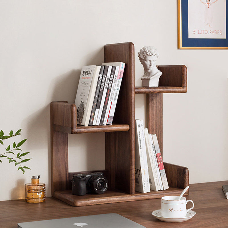 Bibliothèque de bureau contemporaine en bois massif nordique, rectangulaire irrégulière, avec rangement à 3 niveaux pour la maison, le bureau et la chambre 