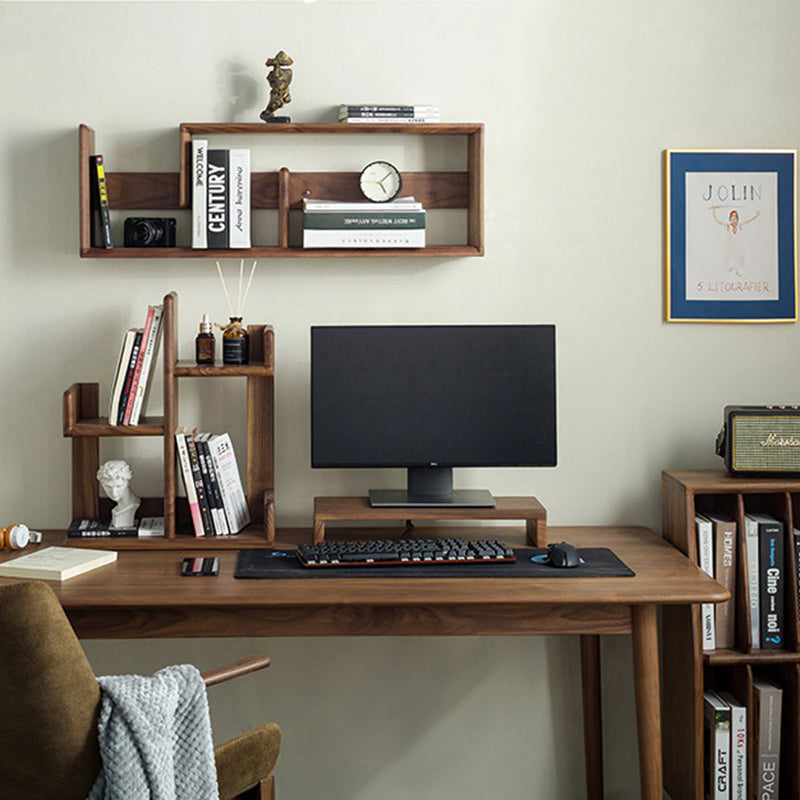 Bibliothèque de bureau contemporaine en bois massif nordique, rectangulaire irrégulière, avec rangement à 3 niveaux pour la maison, le bureau et la chambre 
