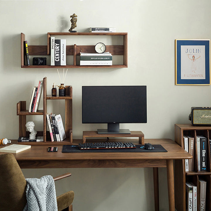 Bibliothèque de bureau contemporaine en bois massif nordique, rectangulaire irrégulière, avec rangement à 3 niveaux pour la maison, le bureau et la chambre 