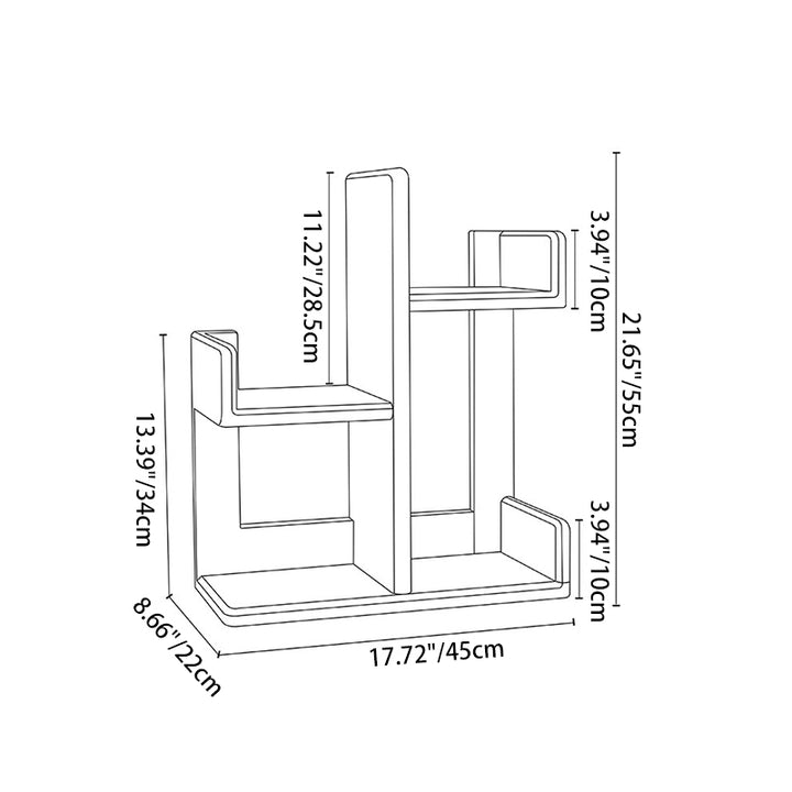 Bibliothèque de bureau contemporaine en bois massif nordique, rectangulaire irrégulière, avec rangement à 3 niveaux pour la maison, le bureau et la chambre 