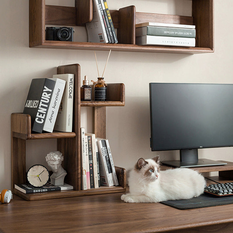 Bibliothèque de bureau contemporaine en bois massif nordique, rectangulaire irrégulière, avec rangement à 3 niveaux pour la maison, le bureau et la chambre 