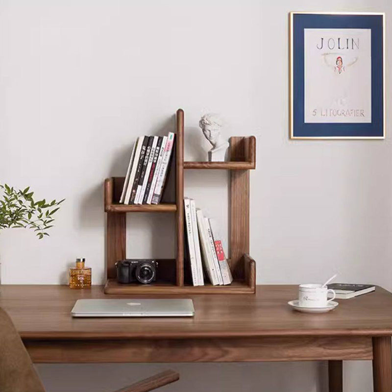 Bibliothèque de bureau contemporaine en bois massif nordique, rectangulaire irrégulière, avec rangement à 3 niveaux pour la maison, le bureau et la chambre 