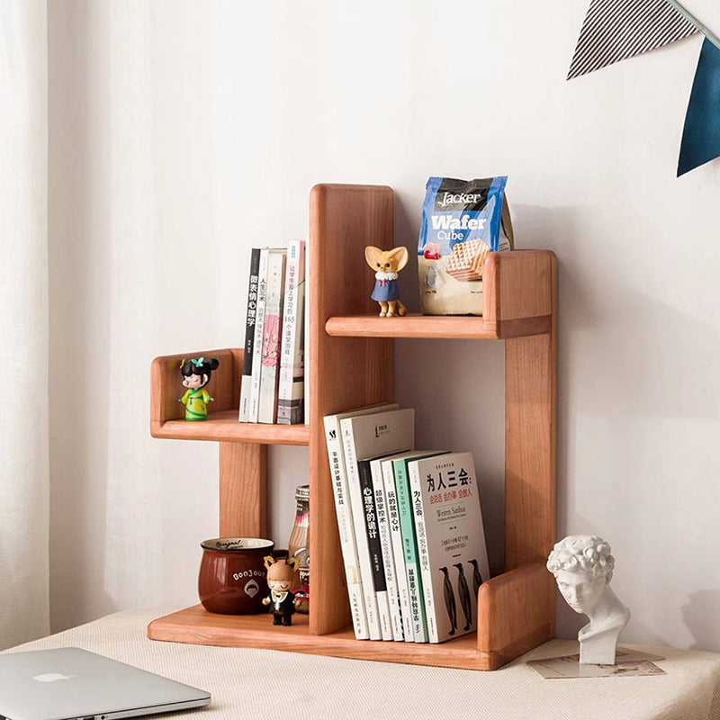 Bibliothèque de bureau contemporaine en bois massif nordique, rectangulaire irrégulière, avec rangement à 3 niveaux pour la maison, le bureau et la chambre 