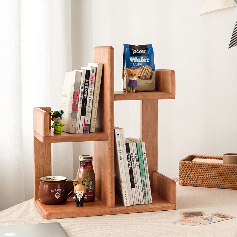 Bibliothèque de bureau contemporaine en bois massif nordique, rectangulaire irrégulière, avec rangement à 3 niveaux pour la maison, le bureau et la chambre 