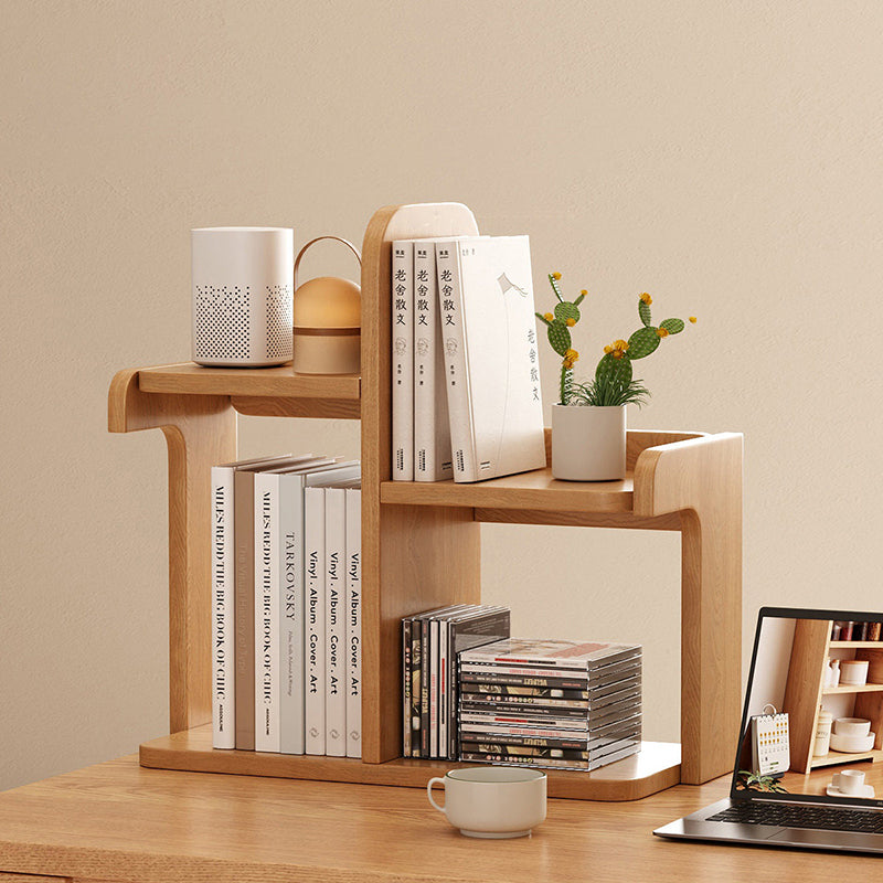 Étagère de bureau rectangulaire arrondie en bois d’ingénierie et acrylique, minimaliste moderne, avec 3 niveaux de rangement pour bureau à domicile et chambre 