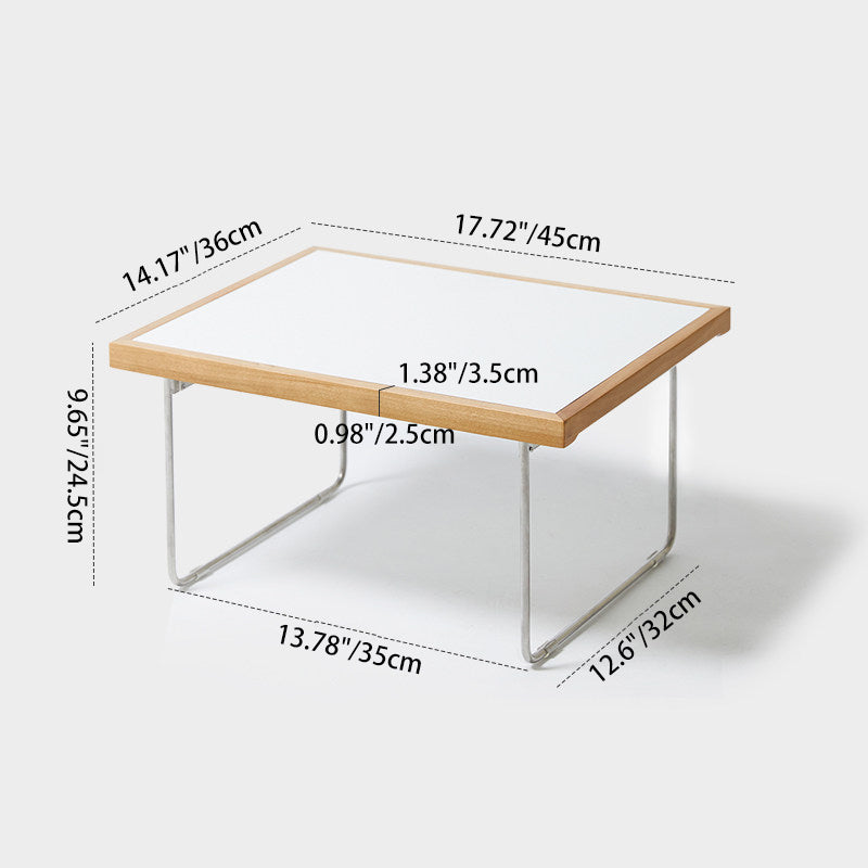 Table basse rectangulaire pliante moderne minimaliste en bois d’ingénierie, acier inoxydable et hêtre pour salon et chambre à coucher 