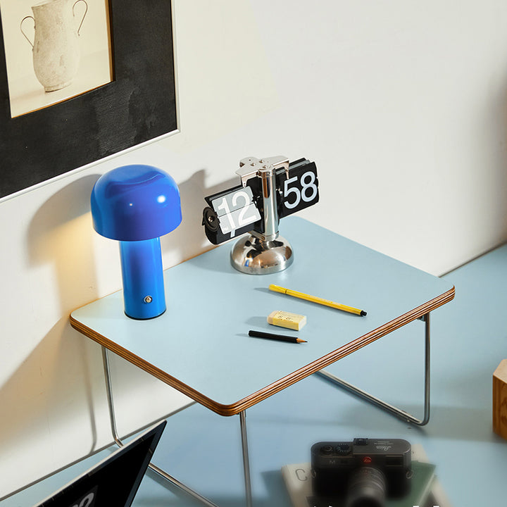 Table basse rectangulaire pliante moderne minimaliste en bois d’ingénierie, acier inoxydable et hêtre pour salon et chambre à coucher 