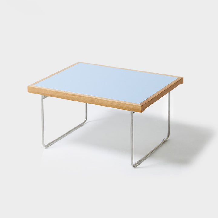 Table basse rectangulaire pliante moderne minimaliste en bois d’ingénierie, acier inoxydable et hêtre pour salon et chambre à coucher 