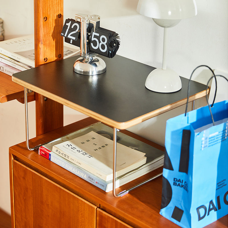 Table basse rectangulaire pliante moderne minimaliste en bois d’ingénierie, acier inoxydable et hêtre pour salon et chambre à coucher 