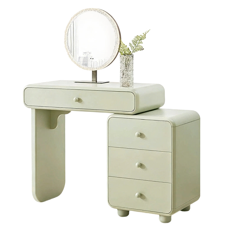Cream Style Vanity Desk With Expandable Drawer Cabinet - Modern Minimalist MDF Particle Board Bedroom Makeup Vanity With 4 Drawers