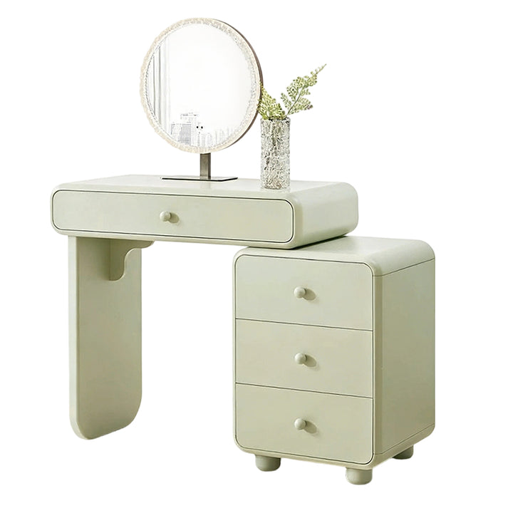 Cream Style Vanity Desk With Expandable Drawer Cabinet - Modern Minimalist MDF Particle Board Bedroom Makeup Vanity With 4 Drawers