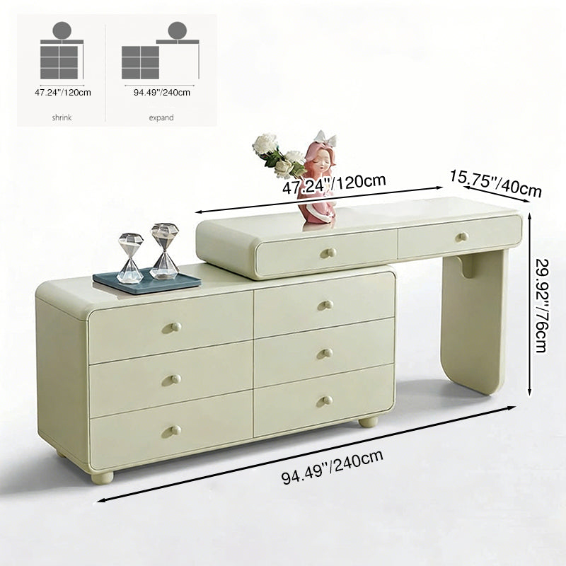 Erweiterbarer moderner Schminktisch mit 8 Schubladen - Minimalistischer Schminktisch aus MDF und solider Spanplatte mit Stauraum für das Schlafzimmer 