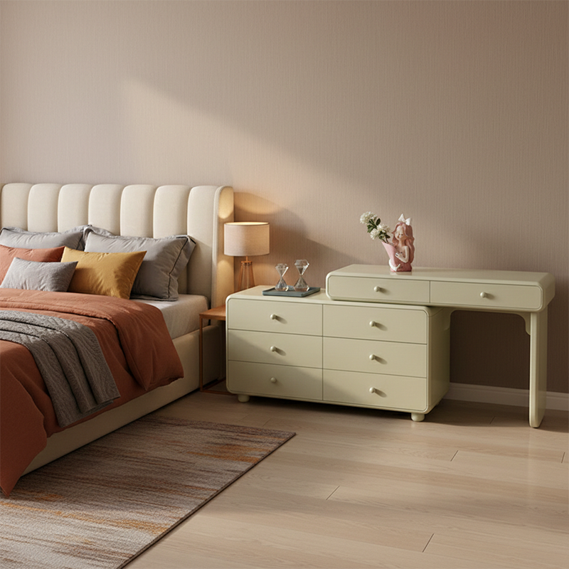 Erweiterbarer moderner Schminktisch mit 8 Schubladen - Minimalistischer Schminktisch aus MDF und solider Spanplatte mit Stauraum für das Schlafzimmer 