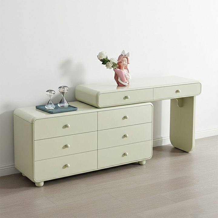 Erweiterbarer moderner Schminktisch mit 8 Schubladen - Minimalistischer Schminktisch aus MDF und solider Spanplatte mit Stauraum für das Schlafzimmer 