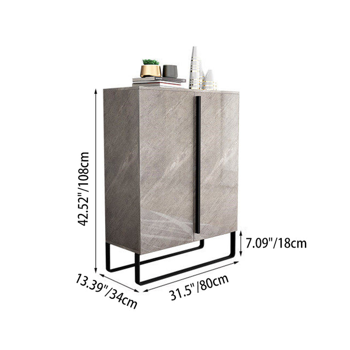 Rangement à chaussures rectangulaire moderne de luxe en MDF avec cadre en alliage d’aluminium et acier au carbone, rangement à 7 niveaux pour l’entrée 