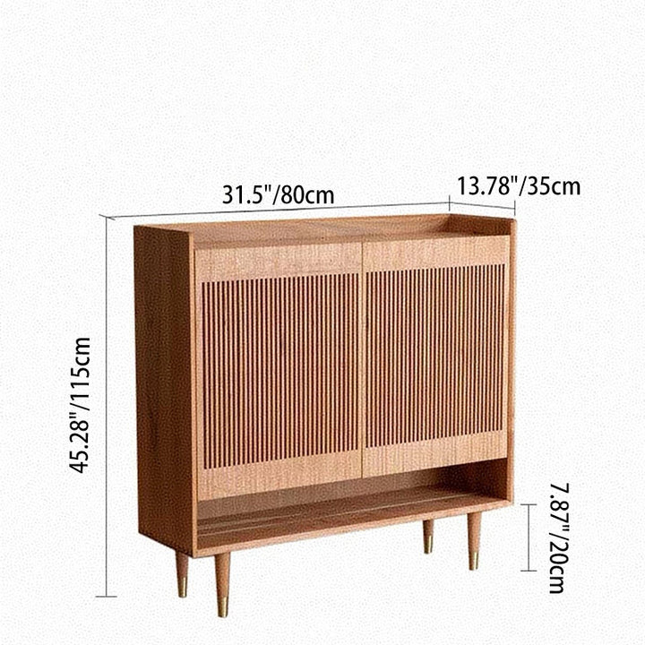 Rangement à chaussures rectangulaire contemporain en bois massif nordique avec 6 niveaux ventilés pour l’entrée et le salon 