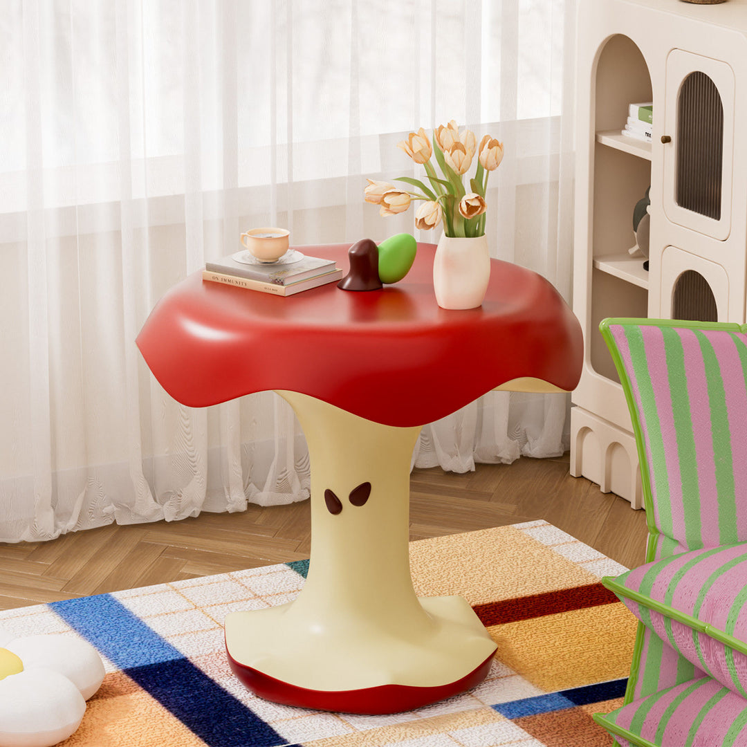 Contemporary Creative Resin Bitten Apple Decorative Happiness Side Table For Living Room