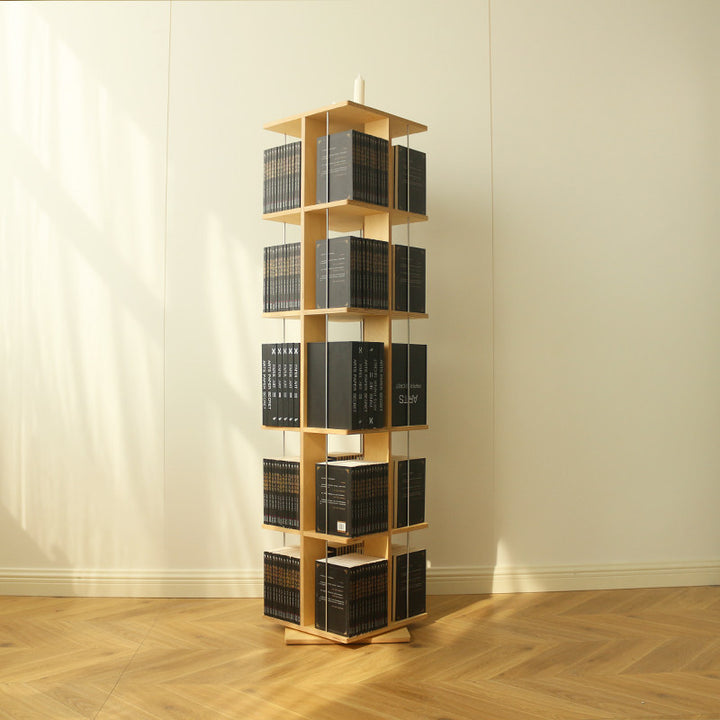 Étagère carrée pivotante en contreplaqué de bouleau, acier inoxydable, aux bords arrondis, style minimaliste moderne, avec organisateur de rangement à 3/6 niveaux pour salon et bureau à domicile 