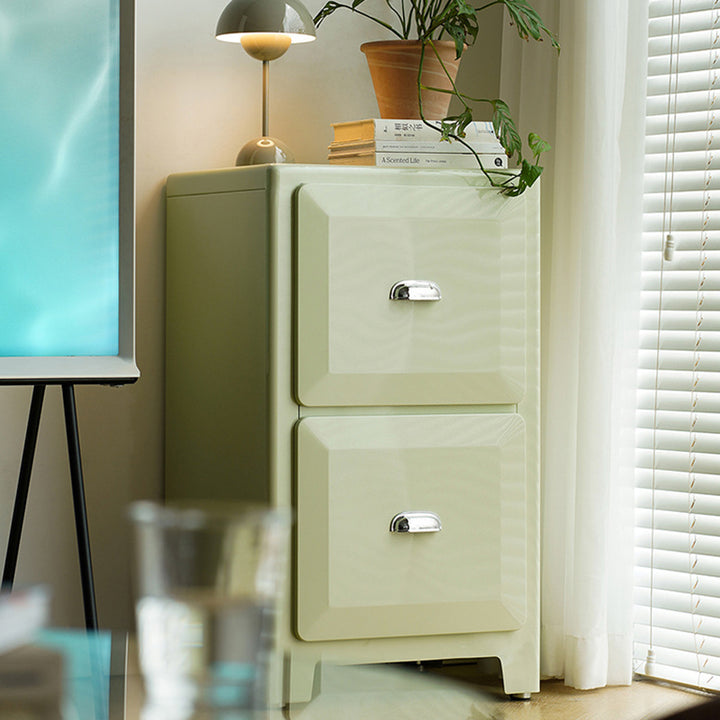 Contemporary Retro Powder-Coated Iron Rectangular Storage Cabinet With 2 Drawers For Living Room