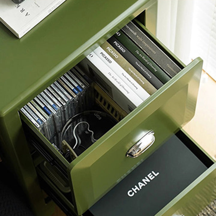Contemporary Retro Powder-Coated Iron Rectangular Storage Cabinet With 2 Drawers For Living Room