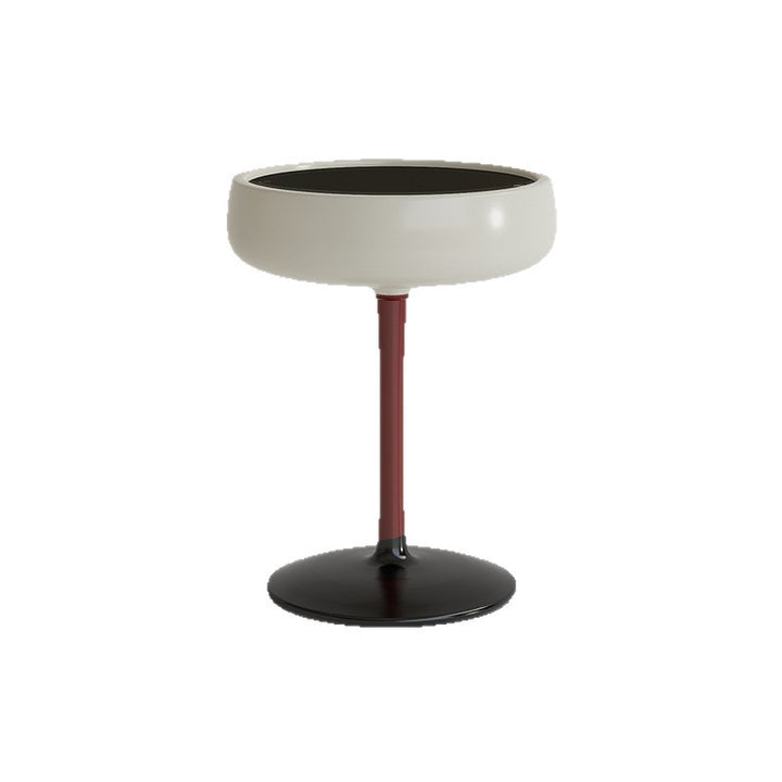 Contemporary Creative Fiberglass Wine Glass Shape Round Side Table With Tempered Glass Top 2-Tier Storage For Living Room &amp; Bedroom