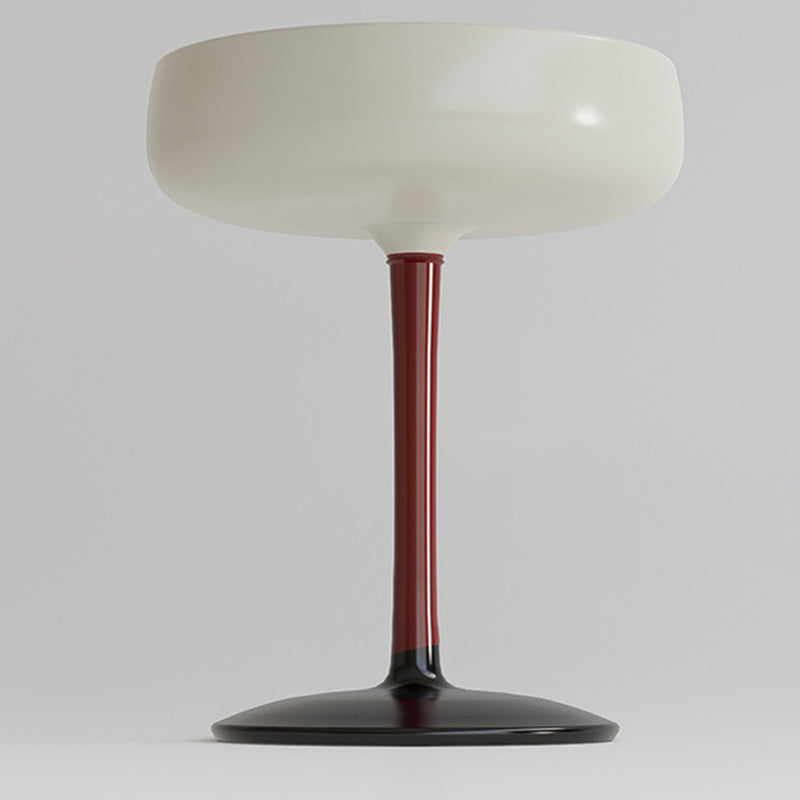 Contemporary Creative Fiberglass Wine Glass Shape Round Side Table With Tempered Glass Top 2-Tier Storage For Living Room &amp; Bedroom