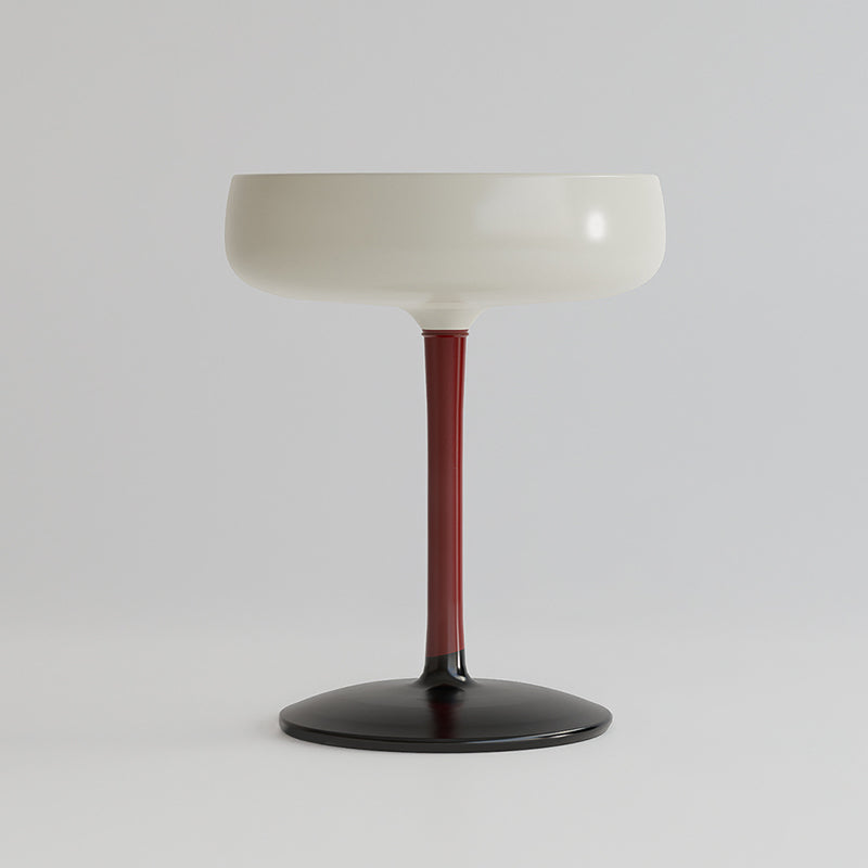 Contemporary Creative Fiberglass Wine Glass Shape Round Side Table With Tempered Glass Top 2-Tier Storage For Living Room &amp; Bedroom