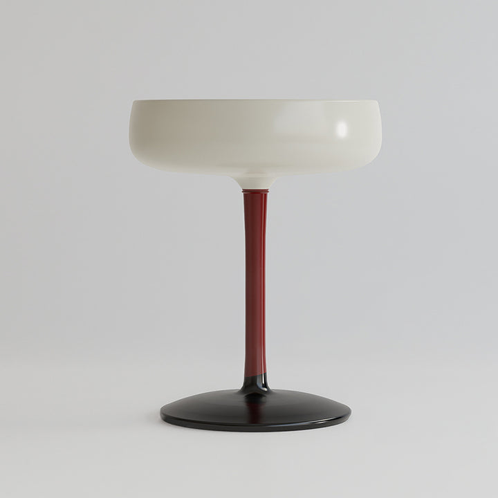 Contemporary Creative Fiberglass Wine Glass Shape Round Side Table With Tempered Glass Top 2-Tier Storage For Living Room &amp; Bedroom