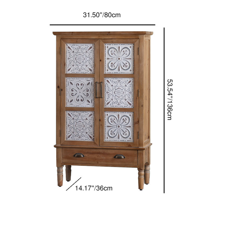 Armoire de rangement rectangulaire à motif en fer traditionnel français en bois massif et MDF avec 3/4 niveaux pour salon 