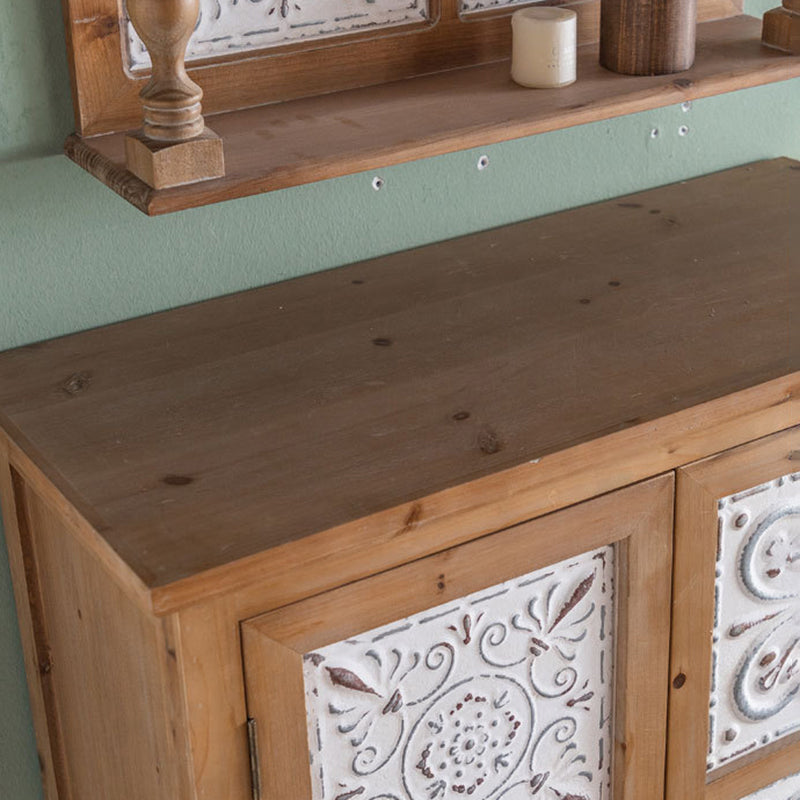 Traditional French Iron Solid Wood &amp; MDF Rectangular Patterned Storage Cabinet With 2/3-Tier For Living Room