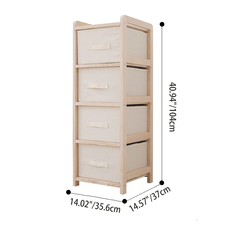 Étagère de rangement rectangulaire contemporaine nordique en bois massif, contreplaqué et tissu Oxford avec organisateur de rangement à 3-4 compartiments pour chambre et salon 