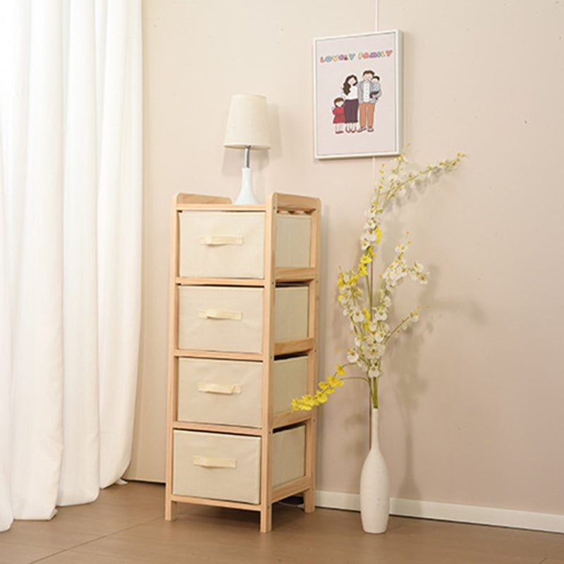 Étagère de rangement rectangulaire contemporaine nordique en bois massif, contreplaqué et tissu Oxford avec organisateur de rangement à 3-4 compartiments pour chambre et salon 
