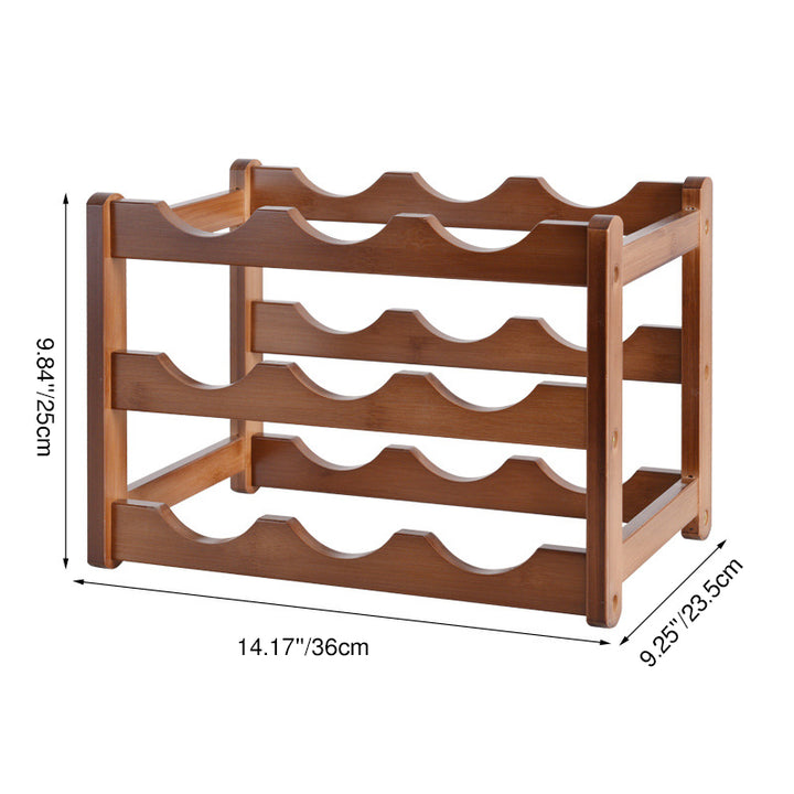 Traditionelles Vintage-Bambus-Weinregal in rechteckiger Form mit 3/4-stufigem Präsentationsorganizer für das Wohnzimmer 