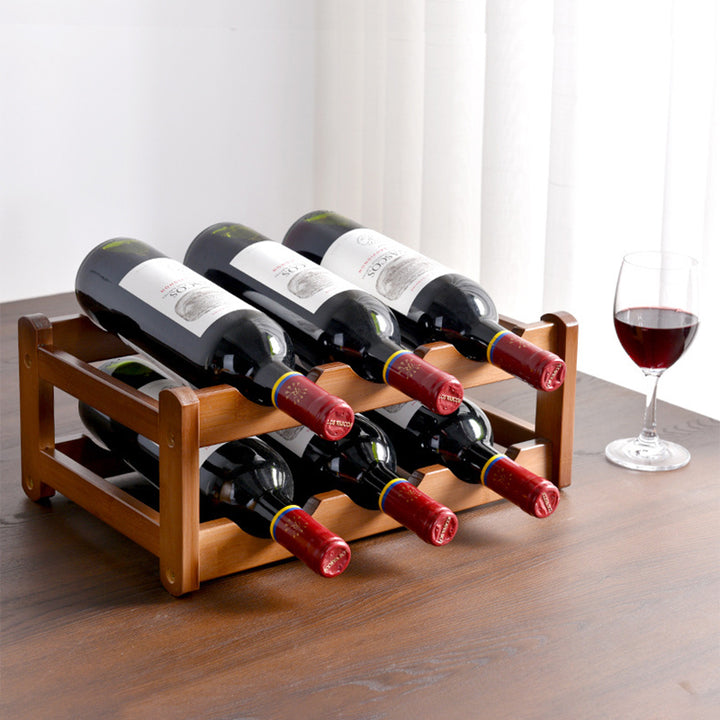 Traditionelles Vintage-Bambus-Weinregal in rechteckiger Form mit 3/4-stufigem Präsentationsorganizer für das Wohnzimmer 