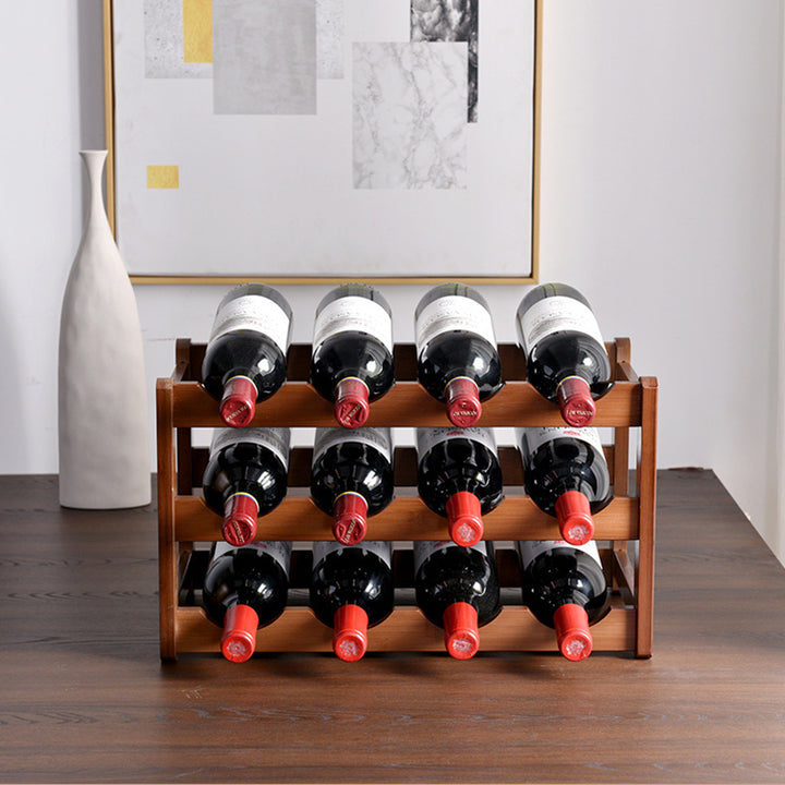 Traditionelles Vintage-Bambus-Weinregal in rechteckiger Form mit 3/4-stufigem Präsentationsorganizer für das Wohnzimmer 