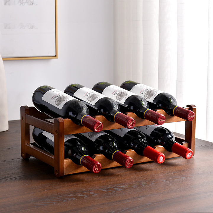 Traditionelles Vintage-Bambus-Weinregal in rechteckiger Form mit 3/4-stufigem Präsentationsorganizer für das Wohnzimmer 