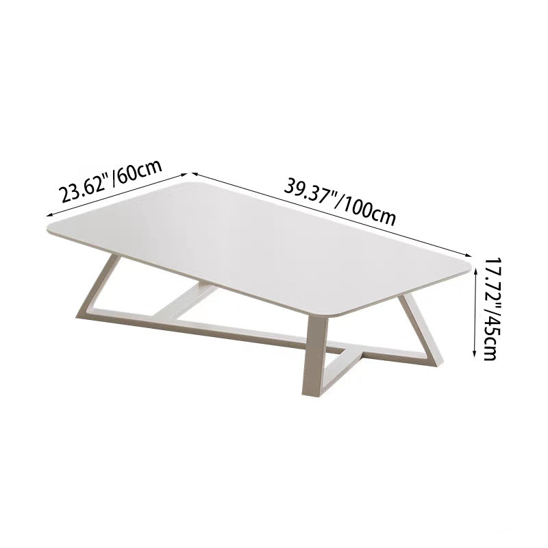 Moderner minimalistischer Couchtisch aus MDF und Kohlenstoffstahl in Weiß mit abgerundet rechteckiger Form für das Wohnzimmer 