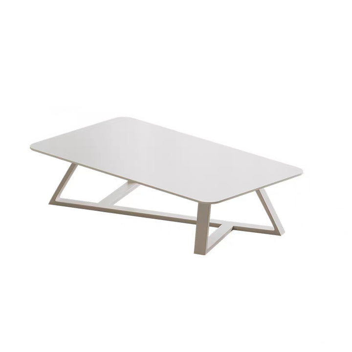 Moderner minimalistischer Couchtisch aus MDF und Kohlenstoffstahl in Weiß mit abgerundet rechteckiger Form für das Wohnzimmer 