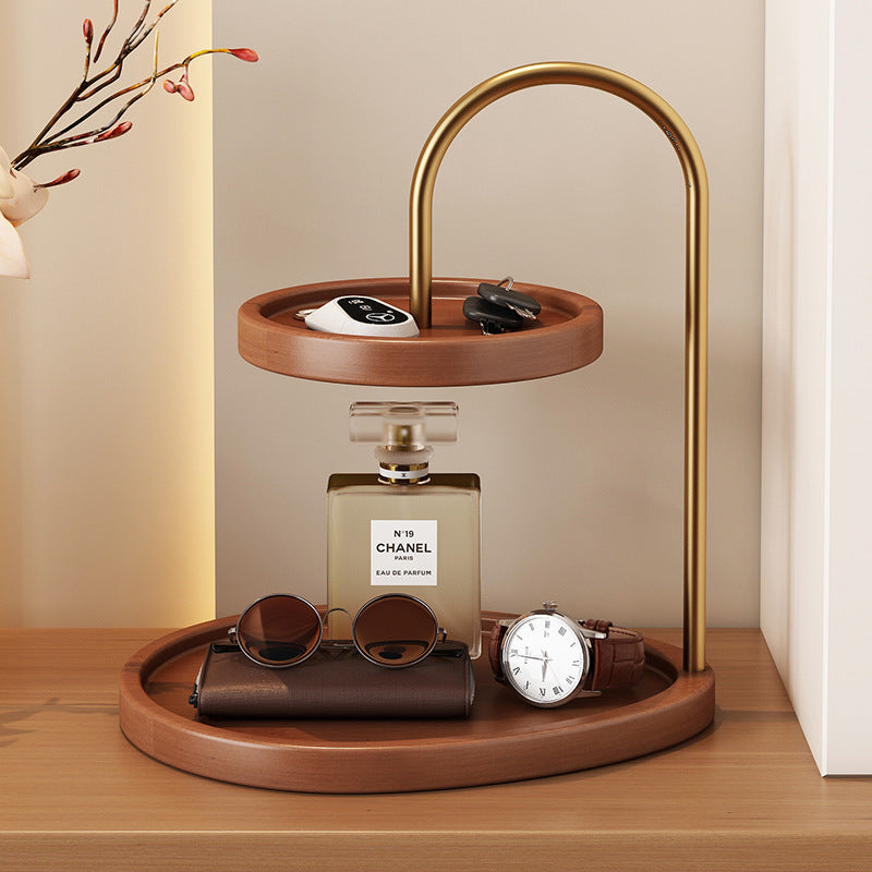 Modern Minimalist Bamboo &amp; Metal Oval Table Storage Shelf 2-Tier Organizer For Entryway &amp; Bedroom
