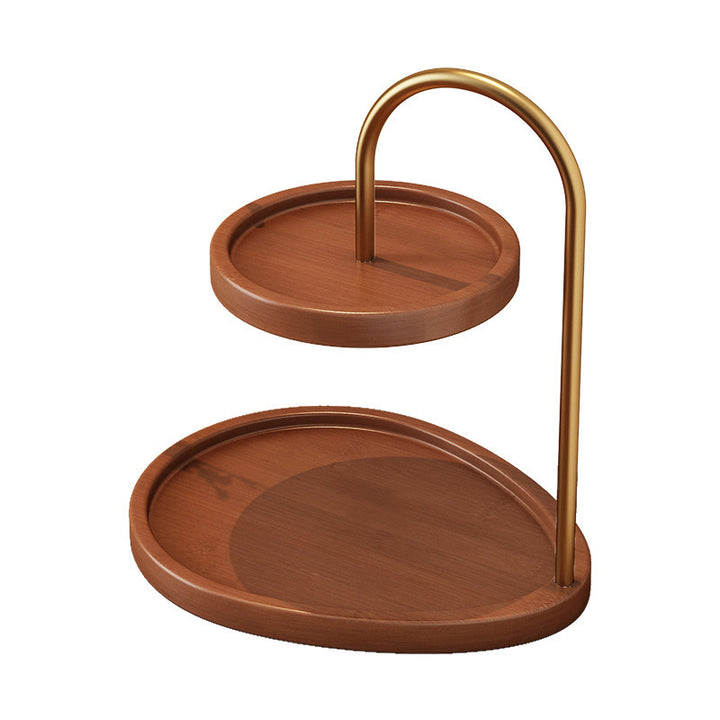 Modern Minimalist Bamboo &amp; Metal Oval Table Storage Shelf 2-Tier Organizer For Entryway &amp; Bedroom
