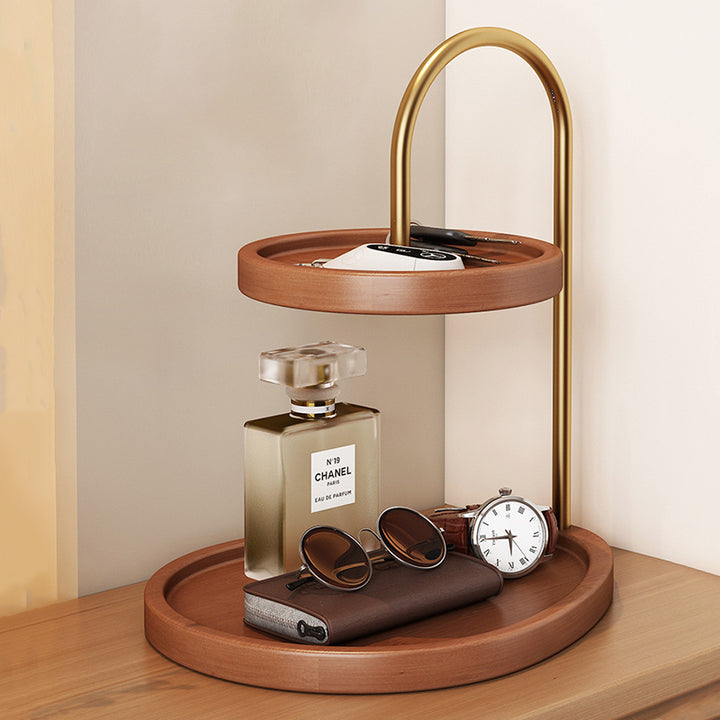 Modern Minimalist Bamboo &amp; Metal Oval Table Storage Shelf 2-Tier Organizer For Entryway &amp; Bedroom